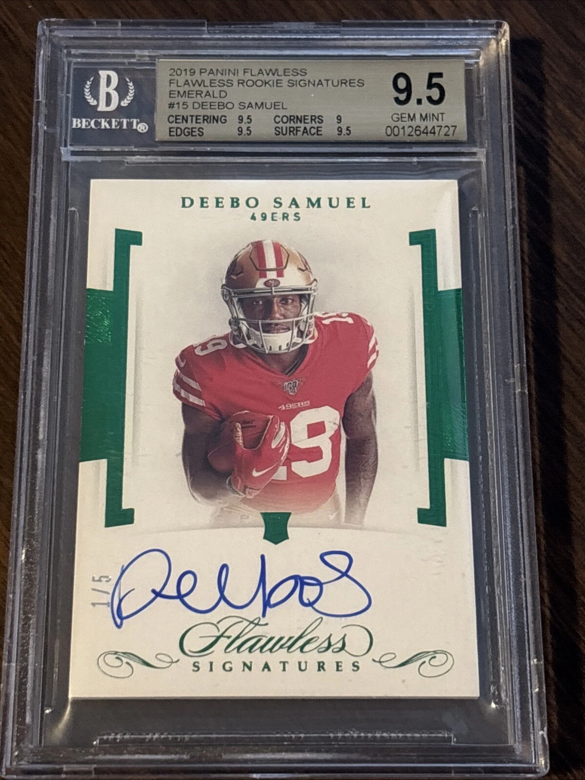 Deebo Samuel Panini Flawless Collegiate Flawless Rookie Team Slogan Signatures #4 Emerald