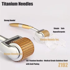 192 Pins Titanium Gold Micro Derma Roller For Face Body Anti Acne Scars Wrinkle
