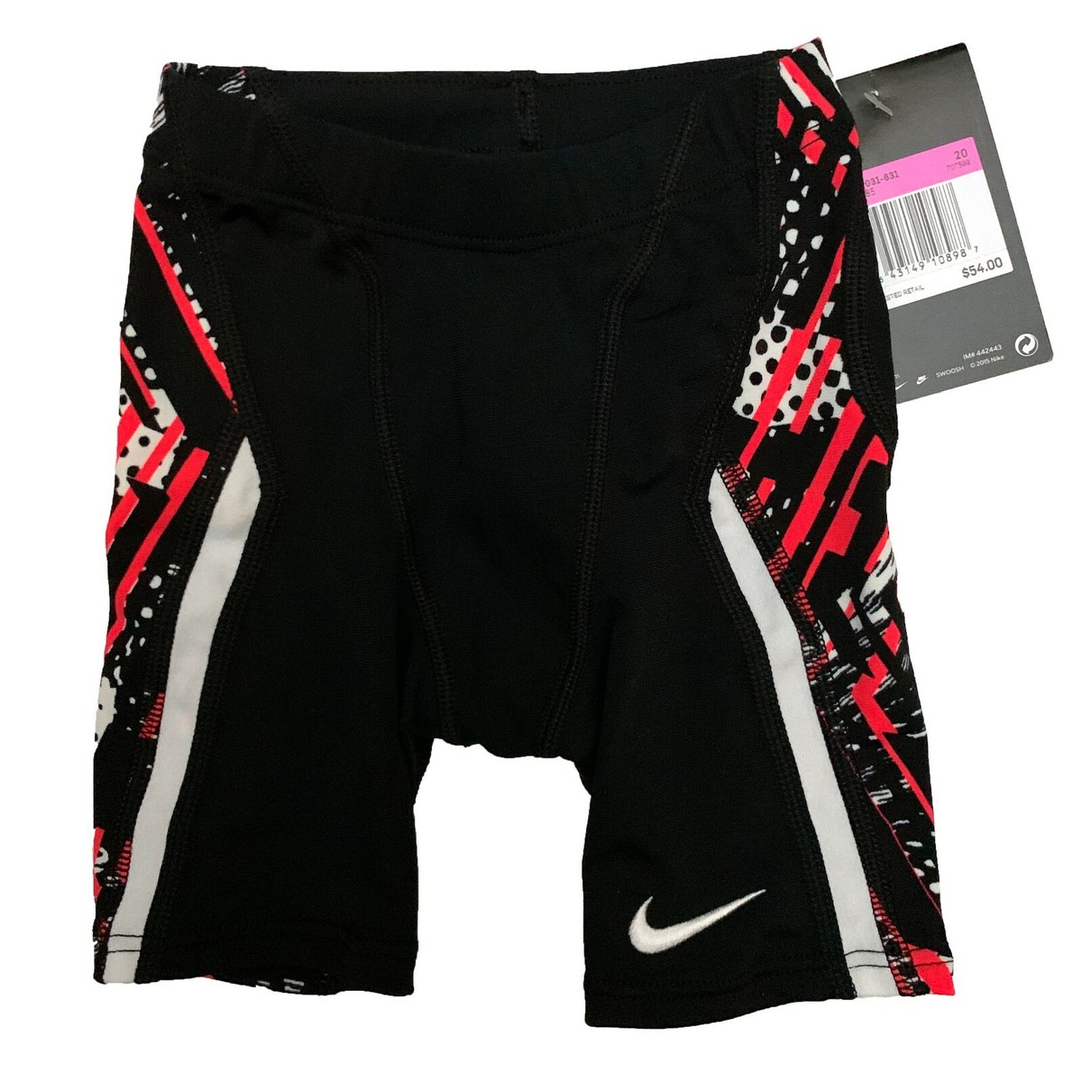 NWT Nike Size 20 Men/Youth Performance Competitive Swim Jammer Black Pink  White