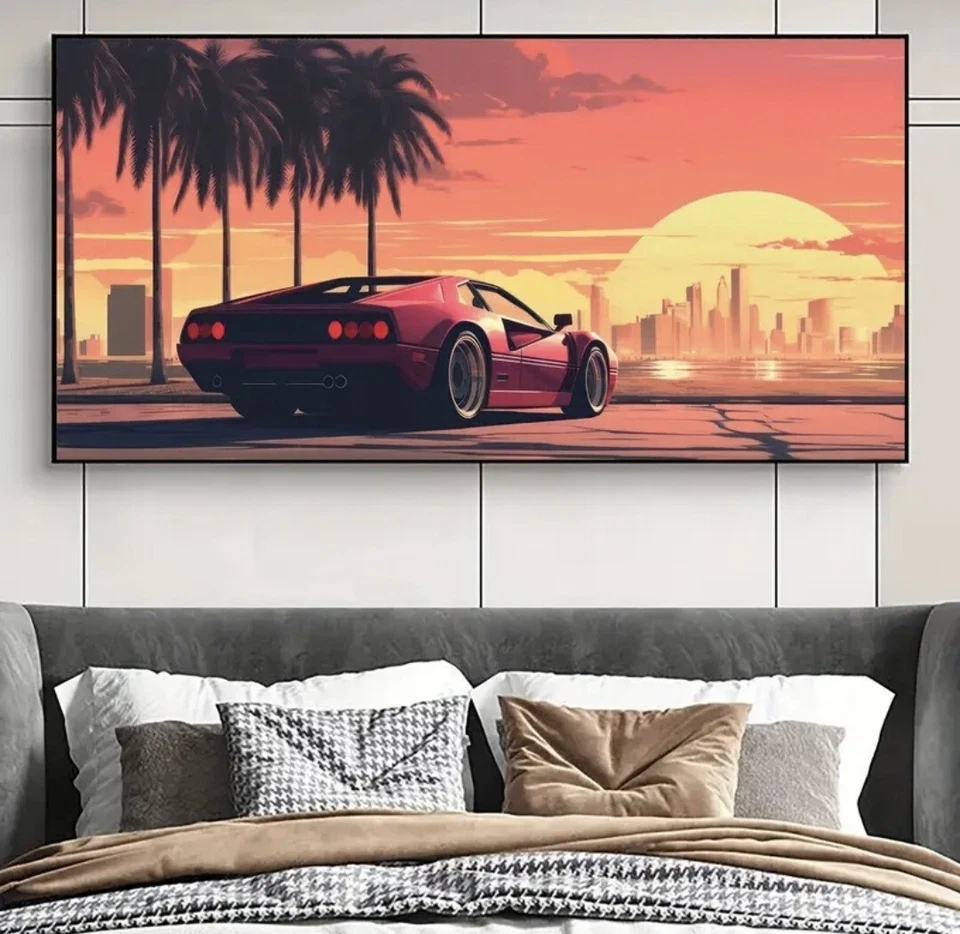 Ferrari 308 GTS Rot 70x140cm Historie,Leinwand,Ikone,Sportwagen,Garage,Magnum, - Bild 4 von 4