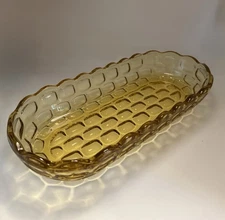 Federal Glass Yorktown Gold Amber Oblong Celery / serving Dish  10 3/8" USA