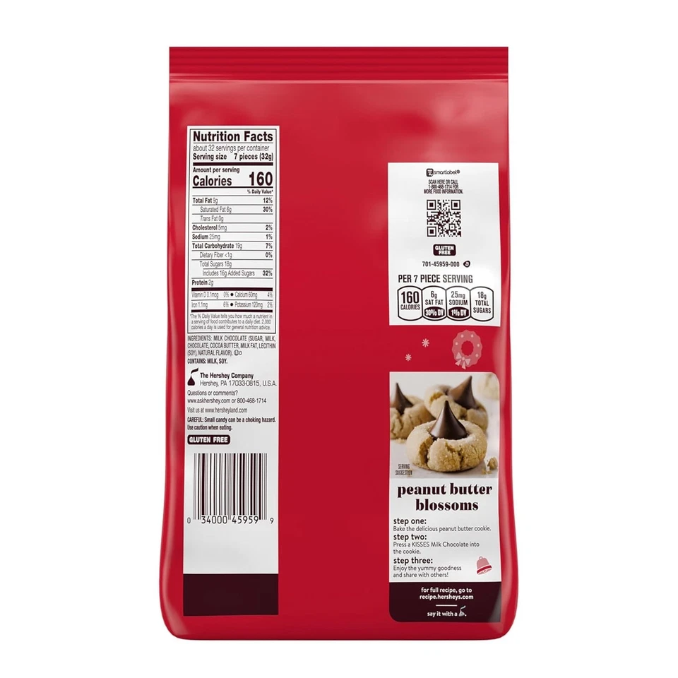 HERSHEY'S KISSES Chocolate con Leche, Bolsa a Granel de Caramelos de Navidad, 35.85 OZ Foto 2 de 4