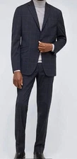 Kenneth Cole 2 Piece Men Blue Slim-Fit Check  Jacket Size 38R New NWT 29 Waist