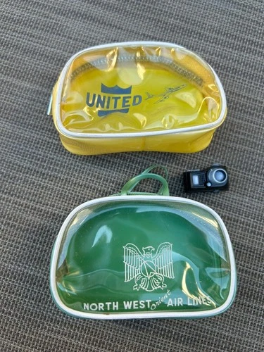 Vintage Barbie Size Travel Lot Camera United Northwest Orient Tote Carry On Bag