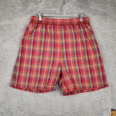 Vintage Erika & Co Shorts Womens Medium Red Madras Plaid Bermuda 90s Y2k Retro