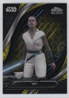 2024 Topps Chrome Black Star Wars Yellow Lazer Refractor 31/75 Rey #2 w3d