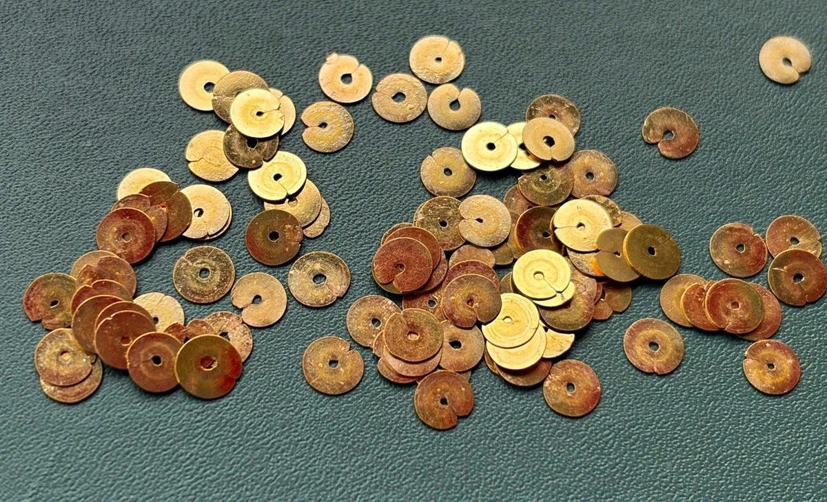 Lentejuelas de metal para trabajos de monasterio, chapadas en oro, 4,5 a 5 mm, 100 unidades