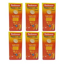 Redoxon Orange Vitamin C with Zinc | Effervescent Tablets, 20 Count (6 Pack)