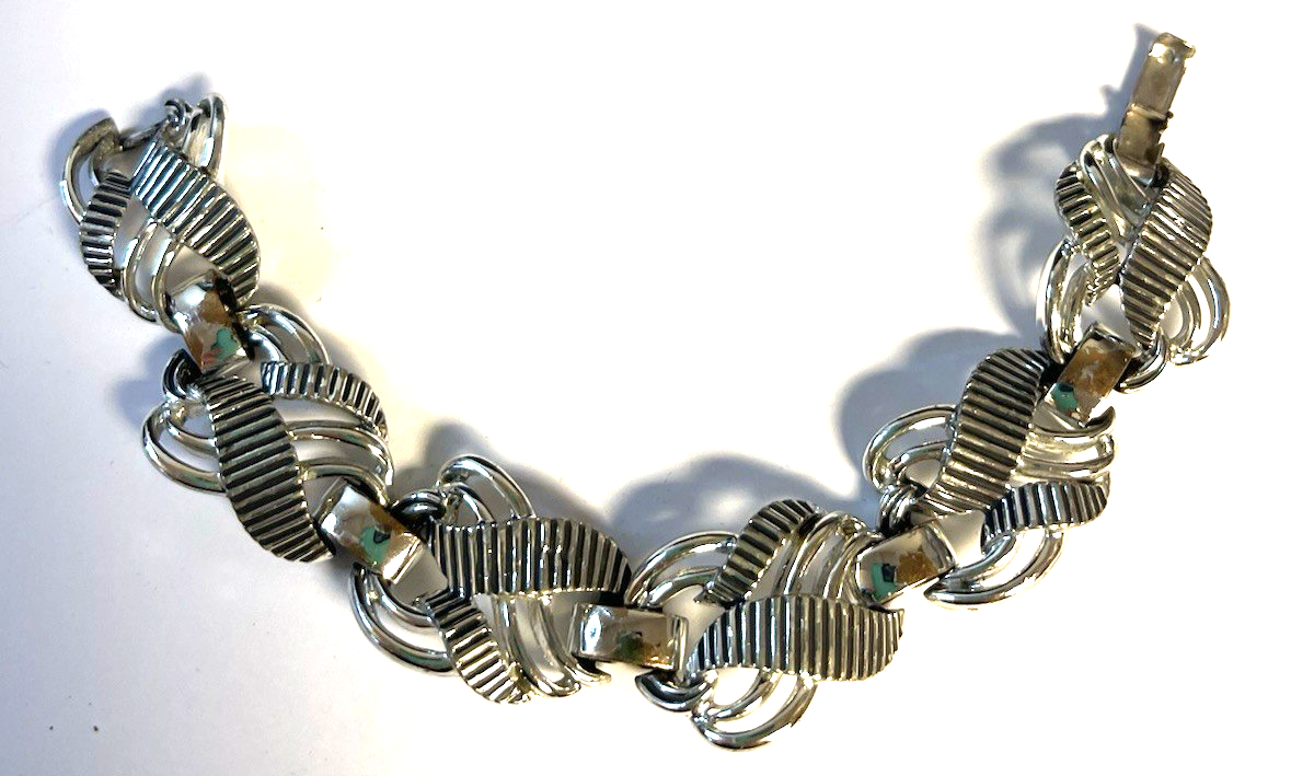 Vintage MARBOUX Chunky Bracelet by Marcel in Rare Silver Tone