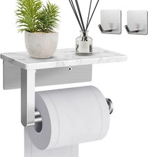 Toilet Paper Holder with Marble Shelf, SUS304 Stainless Steel Wall Mounted