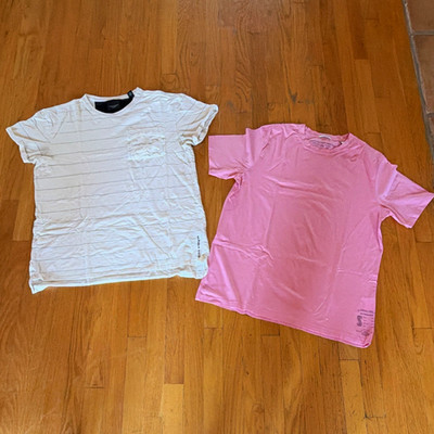 Scotch & Soda Lot of 2 L Crew Neck Short Sleeve Cotton T-Shirts Striped