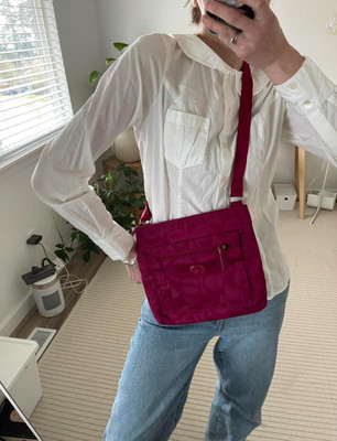 Authentic Vintage Coach Bag, Fuschia Over The Shoulder Coach Bag