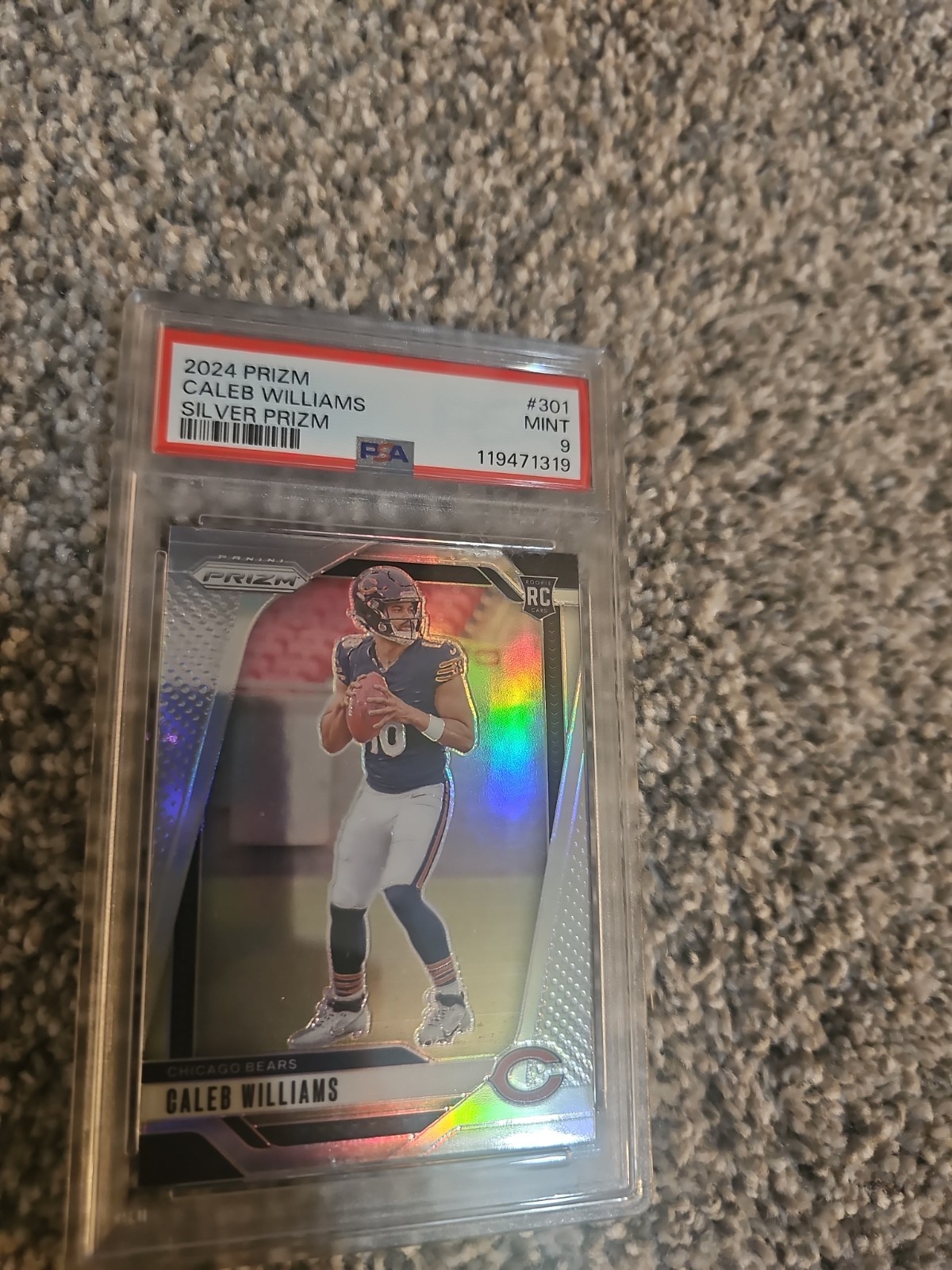 2024 Panini Prizm - Rookies Caleb Williams #301 Silver Prizm (RC) PSA 9 view 2