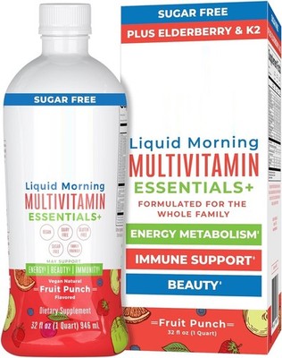 Multivitamin Liquid with Biotin Zinc For Mens Womens Immune Support 32 Fl Oz