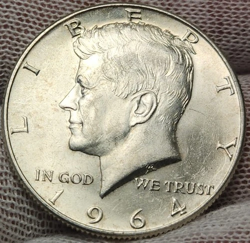 1964 D KENNEDY Half Dollar 90% Silver, Choice AU, JFK-64d3