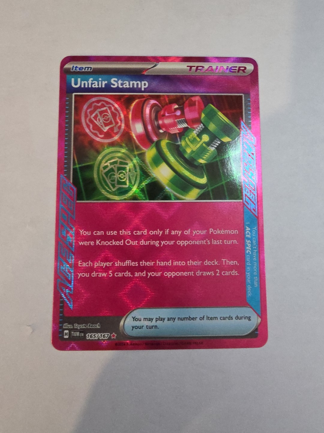 Unfair Stamp 165/167 Pokémon TCG Twilight Masquerade Ace Spec Rare NM