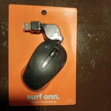 Surf Onn. - Optical travel mouse 2.29 ft - retractable cord NEW SEALED
