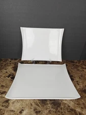 Set Of 2 Over And Back Freya White Square Platters Porcelain