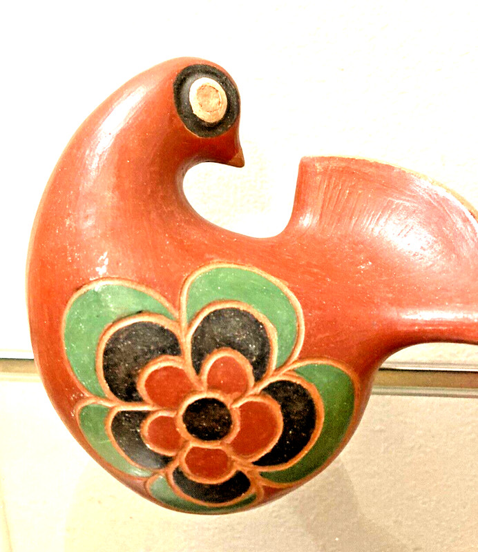 VTG RED TERRACOTTA CLAY FOLK ART POTTERY CHILI BIRD by J. Corral  - Dove Pigeon