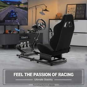 Marada Racing Simulator Cockpit Semi Open With Black Seat Fits For Logitech G920