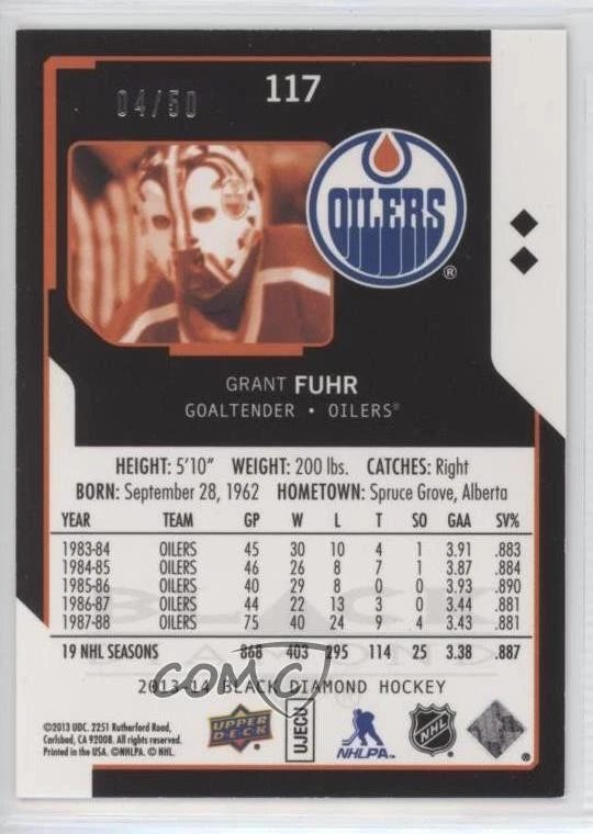 2013-14 Upper Deck Black Diamond Star Rubies /50 Grant Fuhr #117 HOF - Image 2 of 2