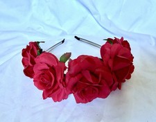 Flower Crown Day Of The Dead Red Rose Headband Catrina Hairband Cosplay