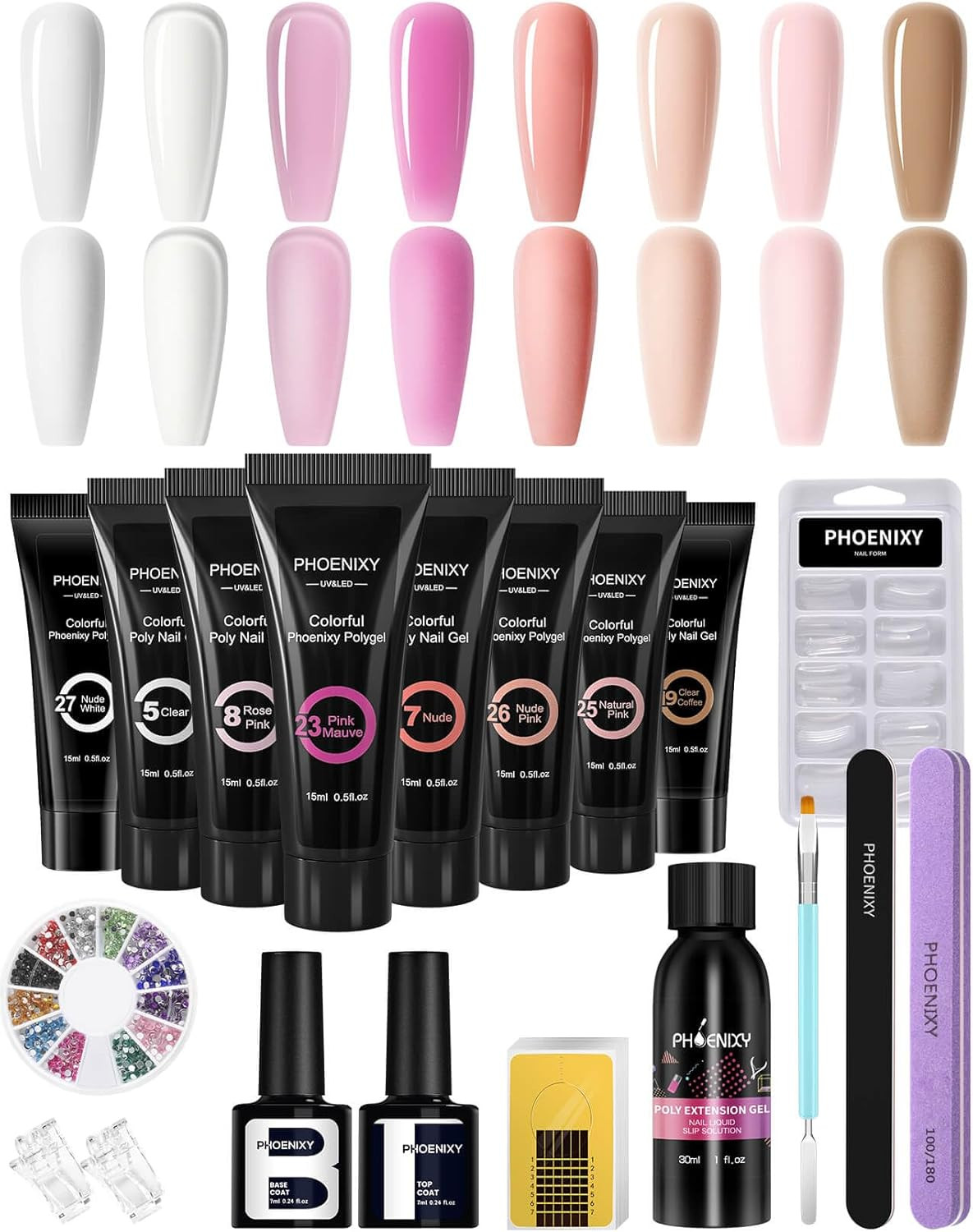 Set Unghie Gel Ricostruzione 8 Colori 15 ML Acrygel Unghie Ricostruzione Rosa Nu