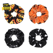 Halloween Hair Scrunchies Set Pumpkin Skull Spider Web Hair Ties Ponytail Holder