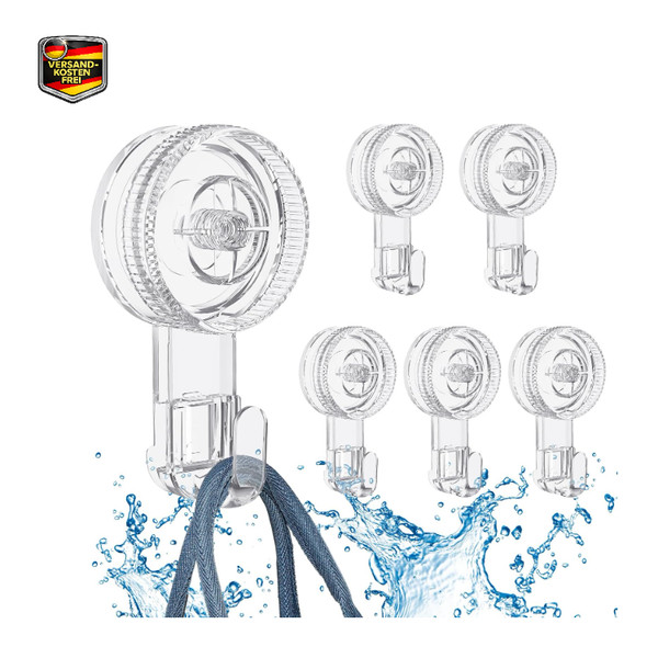 Quntis 6Pack Saugnapf Haken Ohne Bohren Transparent 5Kg FüR Bad KüChe Zimmer-image