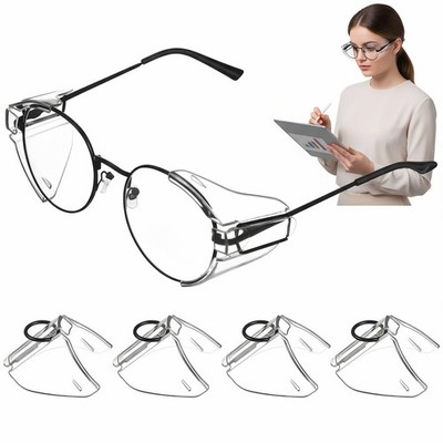 Safety Side Shields for Glasses: 2 Pairs Clear Glasses Side Shields Frame Cov...