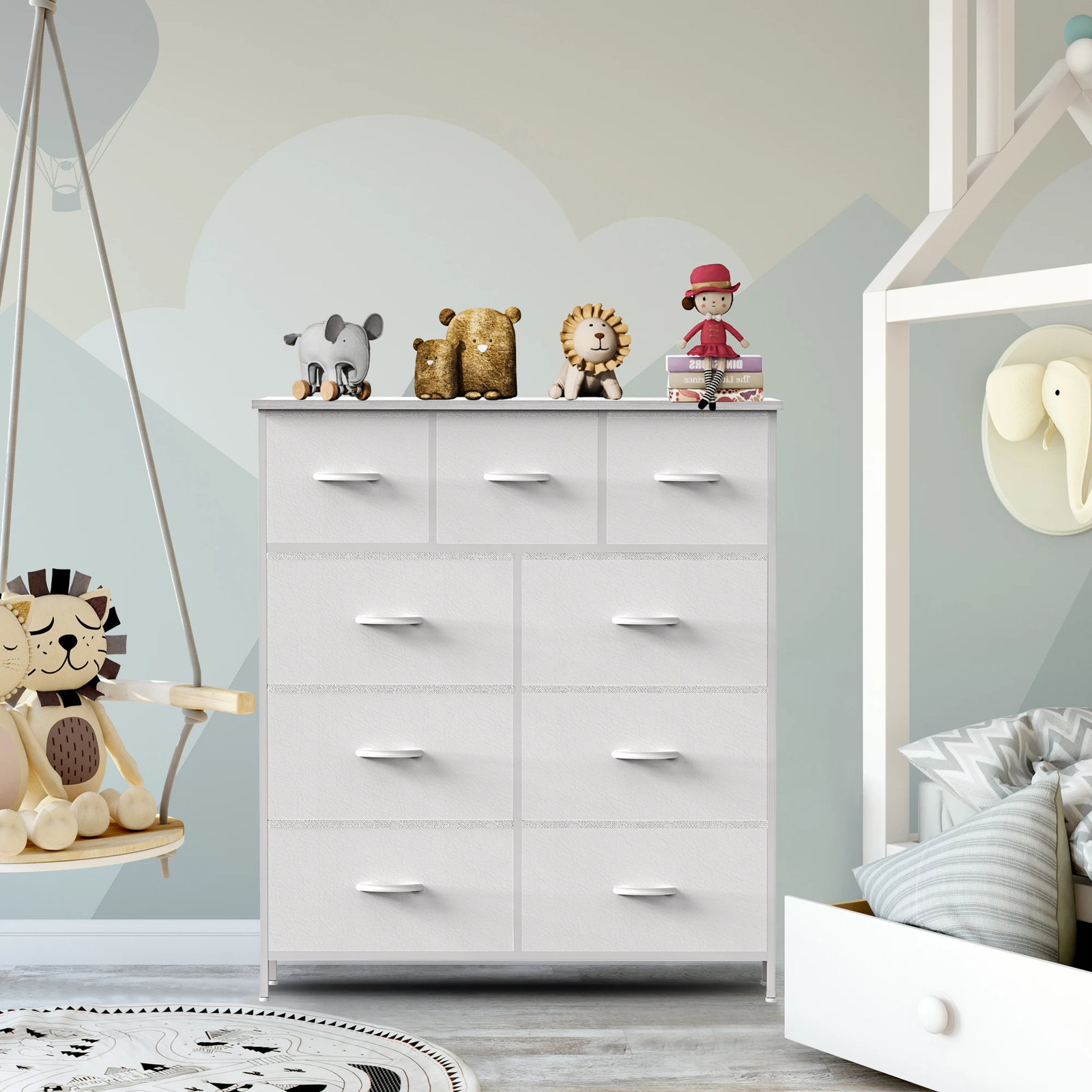 Tall 9-Drawer Fabric Dresser for Bedroom Storage and Wardrobe Organization-image
