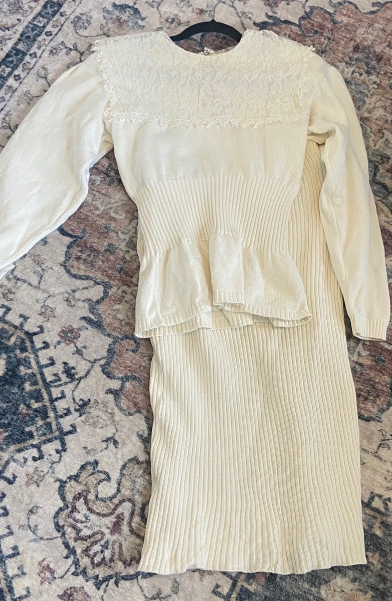 formal ivory a line sweater dress mid length Ivory/Cream Sweater Dresses