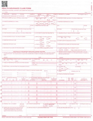 HCFA Ream CMS 1500 Claim Forms - HCFA (Version 02/12) (250 Sheets)