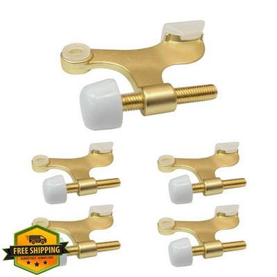 HOWTOOL 5pk Satin Brass Hinge Pin Door Stopper Heavy Duty Rubber Bumper
