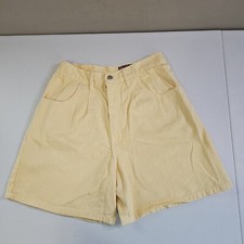 VINTAGE Denim Co High Waisted Yellow White Mom Jean Shorts Size 8 27 USA
