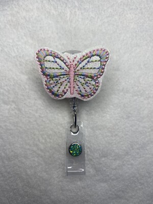 Butterfly Retractable Badge Reel. Spring. Name Holder Badge. ID Badge.