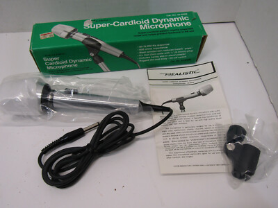 NIB OLD RADIO SHACK REALISTIC SUPER CARDIOID DYNAMIC MICROPHONE #33-992B