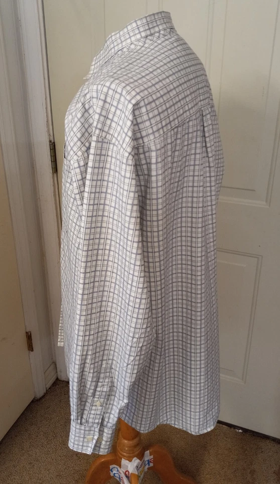 Camisa de vestir Greg Norman para hombre 17/38 2XL 100 % algodón gran bolsillo de tiburón blanco usada en excelente estado Foto 3 de 4