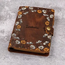Leather A6 binder planner organiser, Personalized leather journal notebook, leat