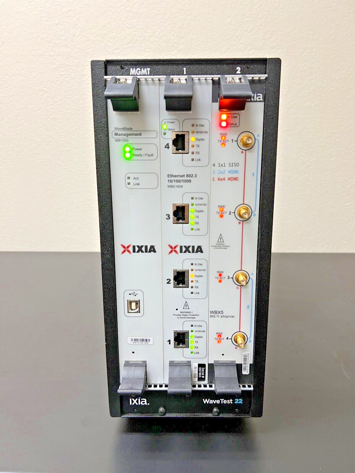 IXIA WAVETEST 22 CHASSIS W/ WaveBlade management WB1000 & WBE1604 & WBX5 802.11