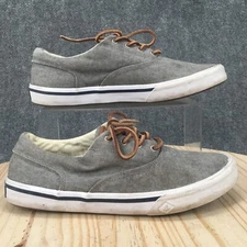 Sperry Shoes Mens 8.5 Striper II CVO Salt Washed Sneakers Gray Canvas STS17393