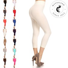 Womens Capri Pants Soft Stretch 3/4 Length Cropped Spandex Fitness Yoga Pants