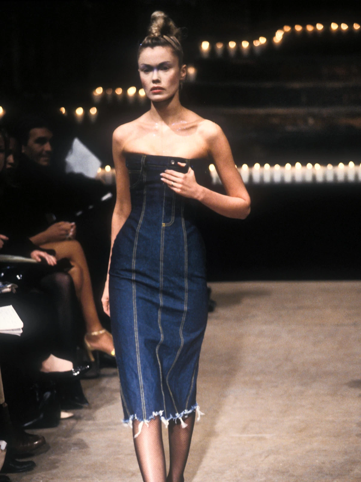 Abito corsetto denim indaco Alexander McQueen 1996 A I