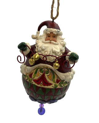 2009 Jim Shore Roly Santa w/String of Lights Hanging Christmas Ornament 4014457
