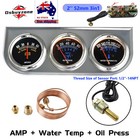 <!--F#f_0-->2'' 52mm Chrome Car 3in1 Triple Gauge Set Kit AMP Meter Oil Pressure Water Temp <!--F/-->
