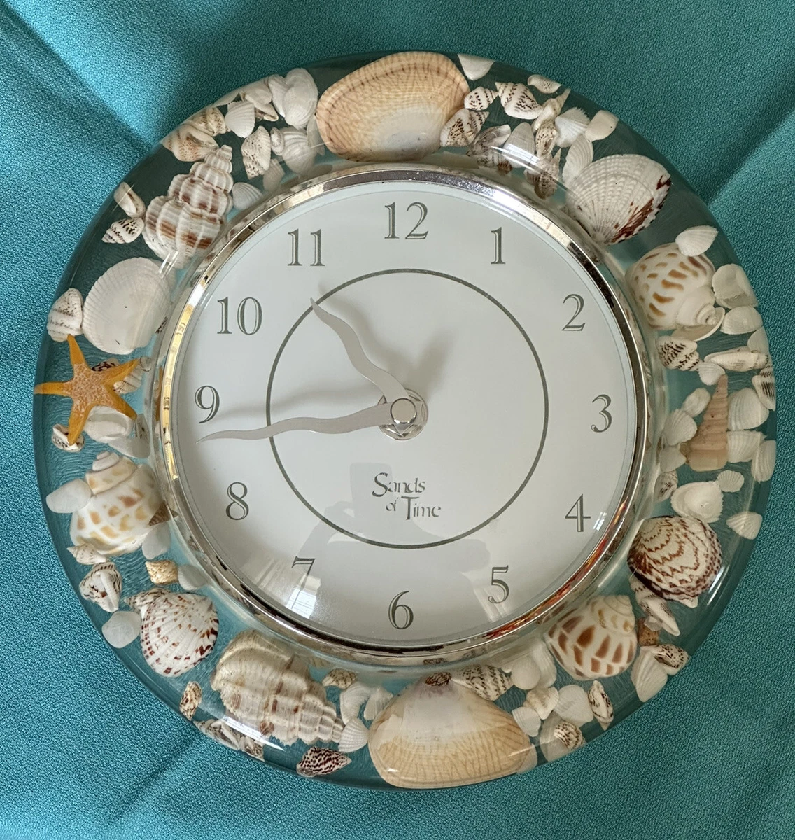 Sands of Time Lucite Sea Shell Wall Clock Battery Quartz 8 D