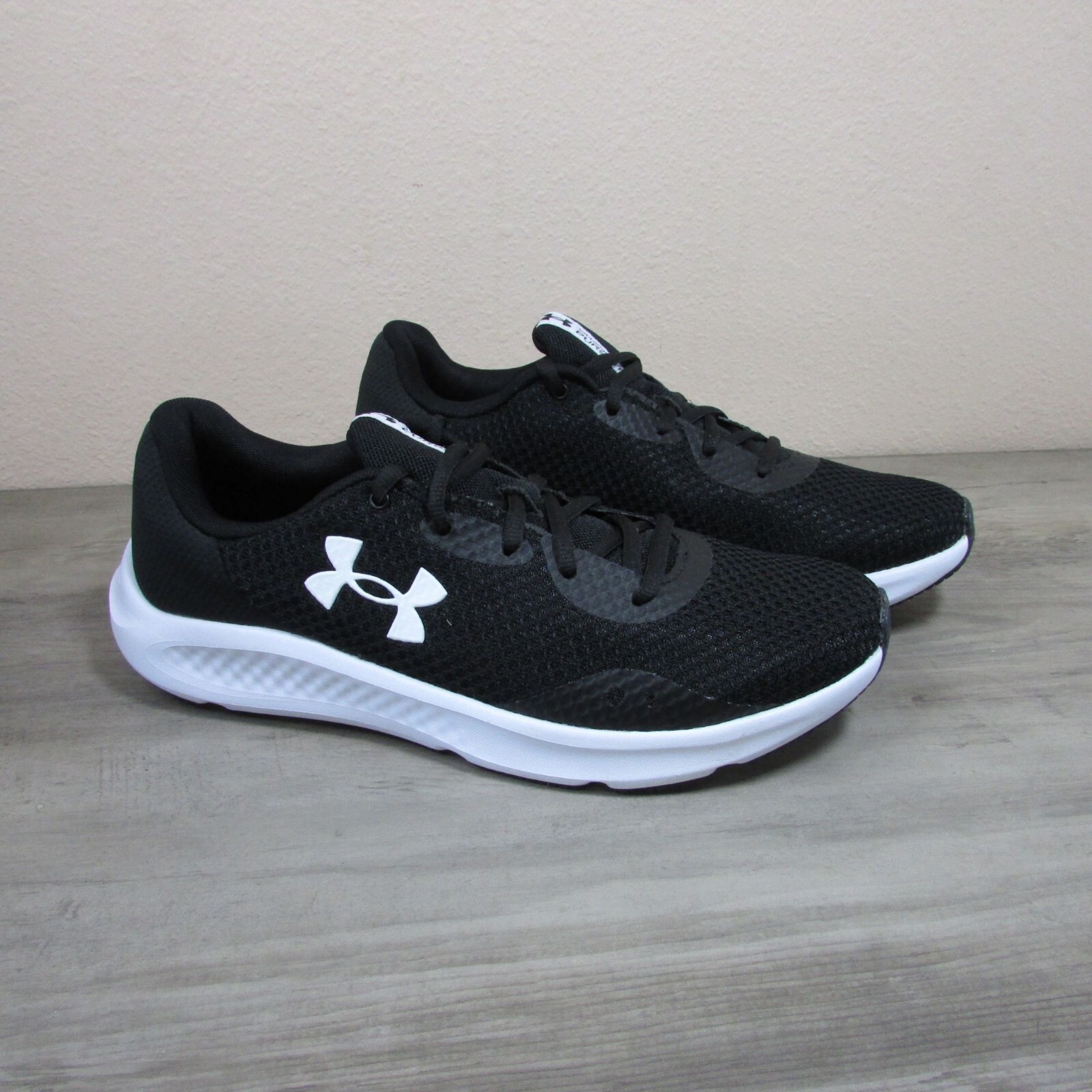 Under Armour Womens Charged Pursuit 3 Running Shoes Black White Size 10