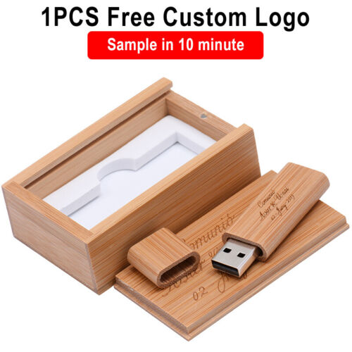 Wooden Free Logo USB 2.0 Flash Drive Photography Custom Pen Drive 64GB 32GB 16GB - Picture 1 of 21