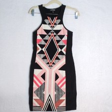 Express Women's Geometric Pink Sleeveless Midi Dress Size XS