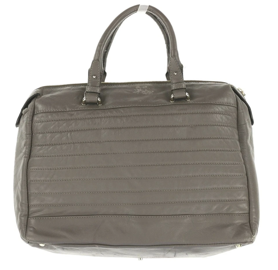 Cartera de cuero acolchada con doble cremallera y bolsillo Abro - Gris Siena - 142902 Foto 3 de 4